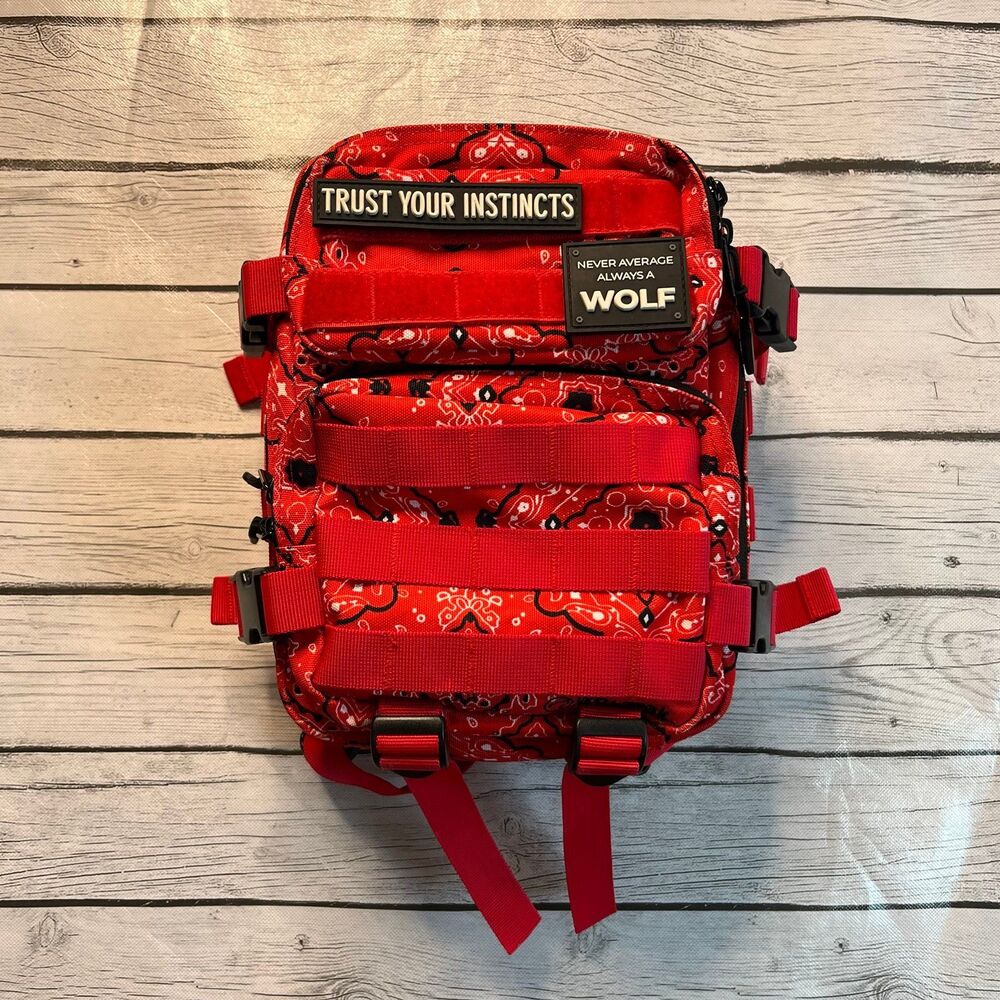 Wolf Red Bandana-Print Tactical Backpack